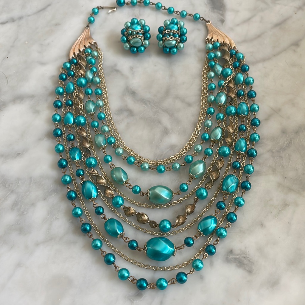 Vintage Earring And Necklace Set Japan
